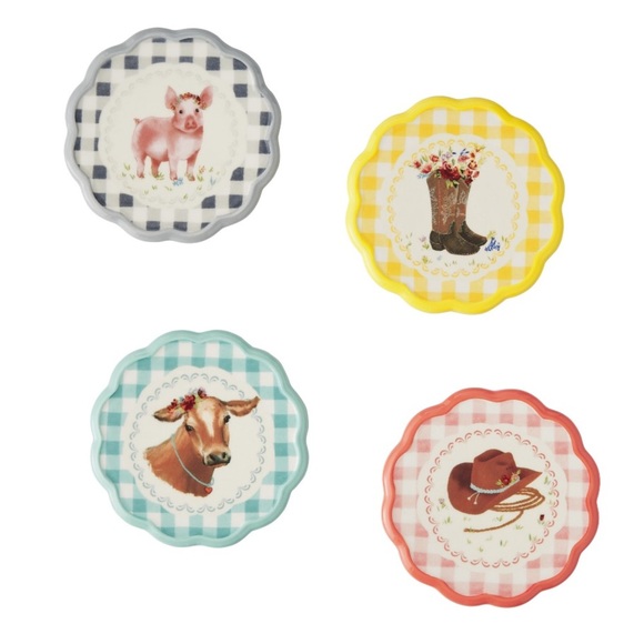 🌸 Pioneer Woman Coaster Set, Gingham Novelty - Picture 1 of 5